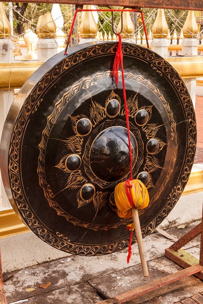 Thailand-Nong Khai Gong in temple courtyard Phra That Bang Phuan temple